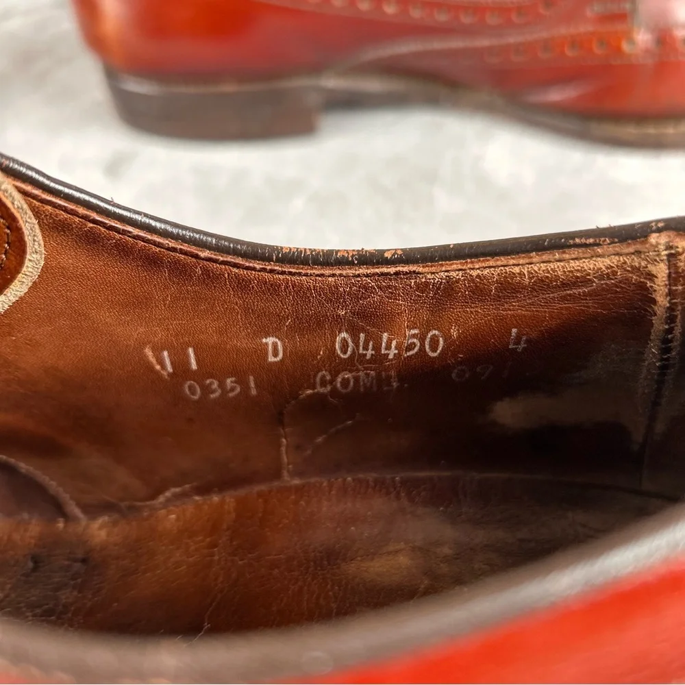 Allen Edmonds Caufield Wing-Tip Oxfords 11 D Made in USA Chestnut Leather Preppy